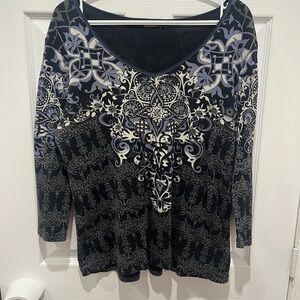Vintage Vanilla Sugar‎ 3/4 Sleeve Top Y2K Graphic Print Whimsygoth Fairy Grunge